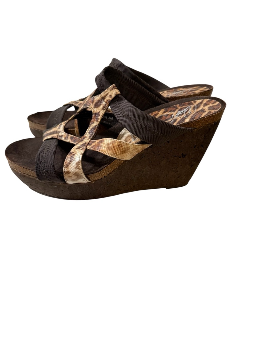 Donald J Pliner "Bethia" Leopard Print Cork Wedge Sandals, 9M